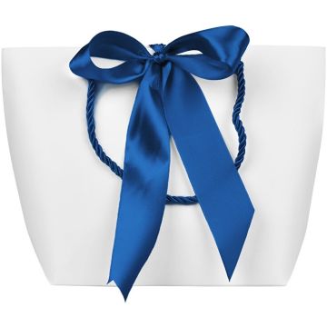 TROLI WITTE CADEAUTAS MET BLAUWE STRIK 1 STUK