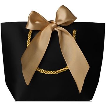 TROLI ZWARTE CADEAUTAS MET GOUDEN STRIK 1 STUK