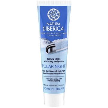 NATURA SIBERICA POLAR NIGHT NATURAL BLACK WHITENING TOOTHPASTE TANDPASTA TUBE 100 GRAM
