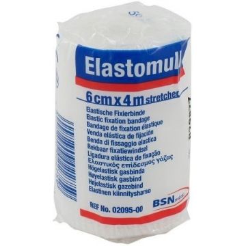 ELASTOMULL 6 CM X 4 M STRETCH REKBAAR FIXATIEWINDSEL DOOSJE 1 STUK