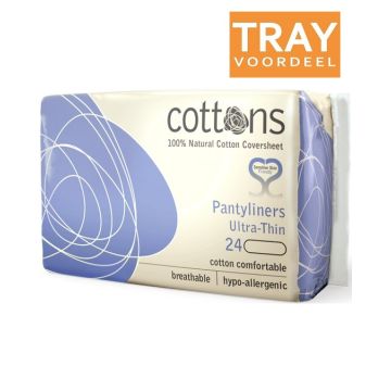 COTTONS ULTRA-THIN PANTYLINERS INLEGKRUISJES TRAY 48 X 24 STUKS