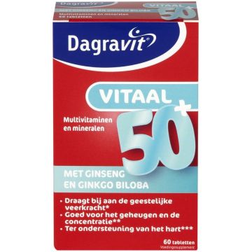 DAGRAVIT VITAAL 50+ (DAGRAVIT) VITAAL 50+ MET GINSENG EN GINKGO BILOBA TABLETTEN VOEDINGSSUPPLEMENT DOOSJE 60 STUKS
