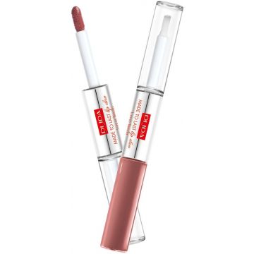 PUPA MADE TO LAST (PUPA) MADE TO LAST 011 NATURAL BROWN LIP DUO LIQUID LIPSTICK + TOP COAT KOKER 4 ML