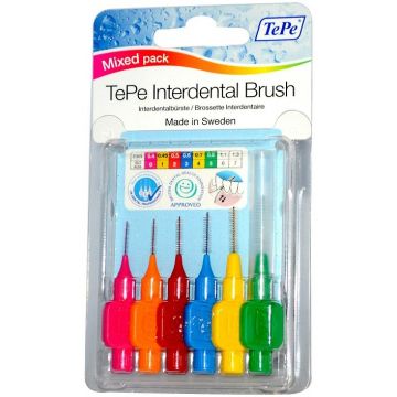 TEPE MIXED PACK INTERDENTAL BRUSH TANDENRAGERS 6 STUKS