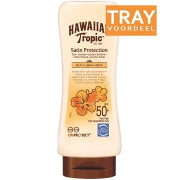 HAWAIIAN TROPIC SATIN PROTECTION SPF 50+ ULTRA RADIANCE SUN LOTION ZONNEBRANDCREME TRAY 6 X 180 ML