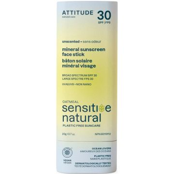ATTITUDE SENSITIVE NATURAL UNSCENTED SPF 30 MINERAL SUNSCREEN FACE STICK ZONNEBRAND STICK 20 GRAM