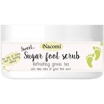 NACOMI REFRESHING GREEN TEA SUGAR FOOT SCRUB POT 125 GRAM