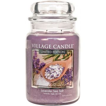 VILLAGE CANDLE LAVENDER SEA SALT LIMITED EDITION GEURKAARS POT 602 GRAM