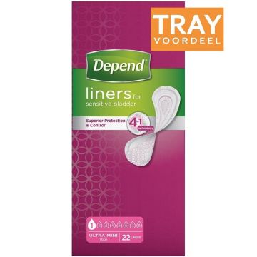DEPEND LINERS ULTRA MINI INLEGKRUISJES TRAY 6 X 22 STUKS