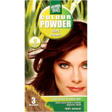 HENNA PLUS COLOUR POWDER 57 DARK BROWN HAARKLEURING PAK 100 GRAM