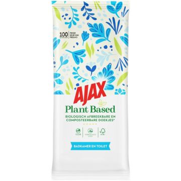 AJAX PLANT BASED BADKAMER & TOILET SCHOONMAAKDOEKJES PAK 100 STUKS