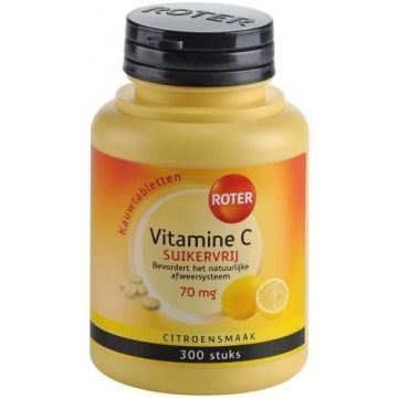 ROTER VITAMINE C SUIKERVRIJ 70 MG CITROENSMAAK KAUWTABLETTEN POT 300 STUKS