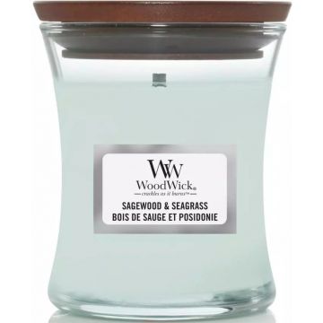 WOODWICK SAGEWOOD & SEAGRASS GEURKAARS POT 85 GRAM