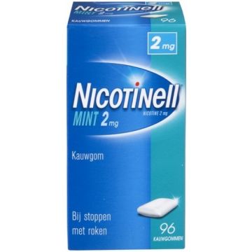 NICOTINELL MINT 2MG KAUWGOM BIJ STOPPEN MET ROKEN DOOSJE 96 STUKS
