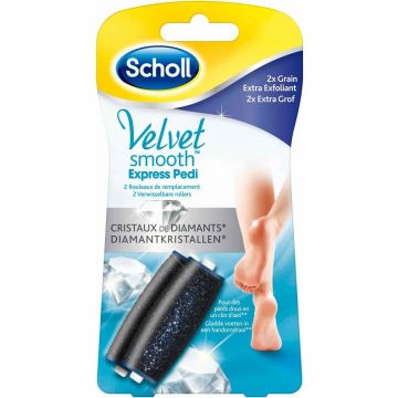 SCHOLL VELVET SMOOTH (SCHOLL) VELVET SMOOTH EXPRESS PEDI DIAMANTKRISTALLEN ROLLERS EXTRA GROF NAVULLING PAK 2 STUKS