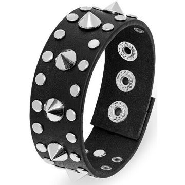 TROLI ZWARTE LEREN ARMBAND MET STUDS 1 STUK