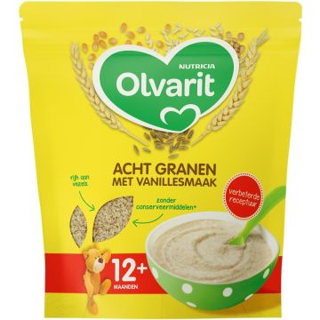 OLVARIT 12+ MAANDEN ACHT GRANEN VANILLE PAP ZAK 200 GRAM