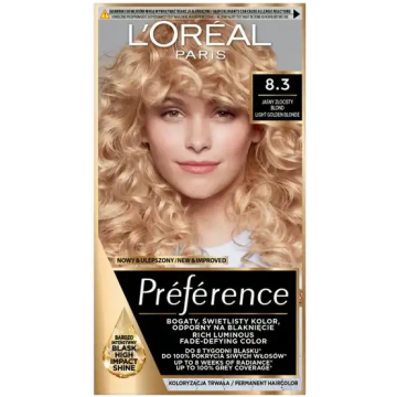 L'OREAL RECITAL PREFERENCE 8.3 CANNES LICHT GOUDBLOND HAARVERF PAK 1 STUK (VERPAKKING BESCHADIGD)