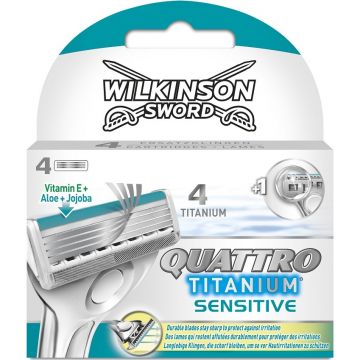 WILKINSON SWORD QUATTRO TITANIUM SENSITIVE SCHEERMESJES 4 STUKS