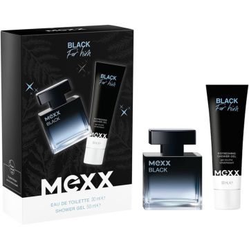 MEXX BLACK MAN EAU DE TOILETTE M 30 ML EDT 30ML + 50ML SHOWER GEL (VERPAKKING BESCHADIGD)