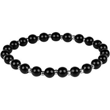 TROLI ZWARTE/ZILVEREN ONYX KRALEN ARMBAND 1 STUK