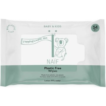 NAIF BABY & KIDS PLASTIC FREE WIPES BILLENDOEKJES 54 STUKS
