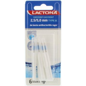 LACTONA EASYDENT (LACTONA) EASYGRIP EASYDENT CONISCH TYPE A: 2,5 MM/5 MM TANDENRAGER PAK 6 STUKS