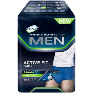 TENA MEN ACTIVE FIT PANTS PLUS MAAT L INCONTINENTIE BROEKJES PAK 8 STUKS
