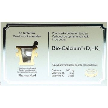 PHARMA NORD BIO-CALCIUM + D3 + K1 VOEDINGSSUPPLEMENT CAPSULES DOOSJE 60 STUKS