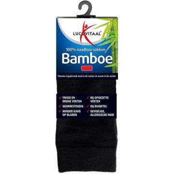 LUCOVITAAL BAMBOE SOKKEN LANG MAAT 39-42 ZWART 1 PAAR