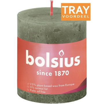 BOLSIUS RUSTIEK 80 X 68 MM STOMPKAARS OLIJFGROEN 4 X 1 STUK