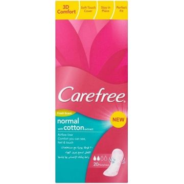 CAREFREE NORMAL COTTON PANTYLINERS INLEGKRUISJES 20 STUKS