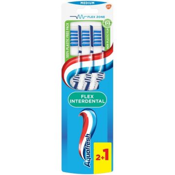 AQUAFRESH FLEX INTERDENTAL MEDIUM TANDENBORSTEL 3 STUKS