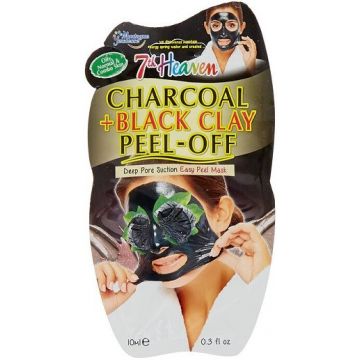 7TH HEAVEN CHARCOAL + BLACK CLAY PEEL-OFF MASK GEZICHTSMASKER ZAKJE 10 ML