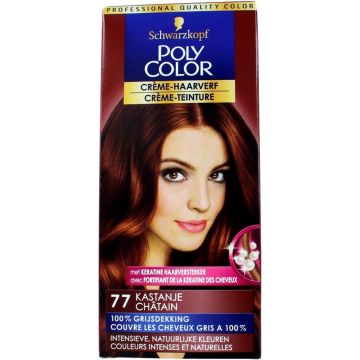 SCHWARZKOPF POLY COLOR CREME-HAARVERF (SCHWARZKOPF) CREME-HAARVERF 77 KASTANJE PAK 1 STUK (DOOSJE BESCHADIGD)