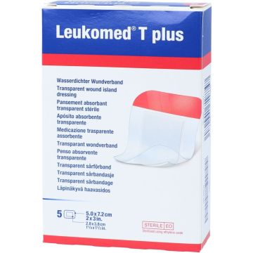 LEUKOMED T PLUS 5.0 X 7.2 CM TRANSPARANT WONDVERBAND DOOSJE 5 STUKS (THT 16/07/2024)