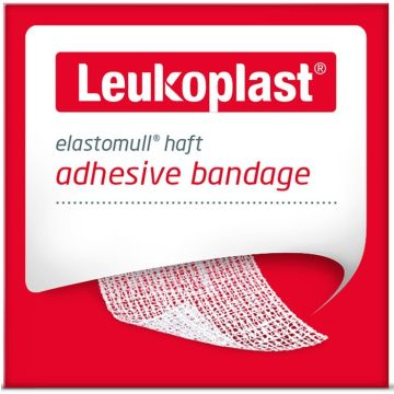 LEUKOPLAST ELASTOMULL 8 CM X 4 M ZELFKLEVENDE ELASTISCHE WINDSEL DOOSJE 1 STUK