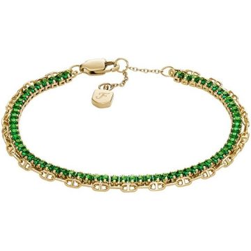 FOSSIL HERITAGE D-LINK JA7272710 DUBBELE GOLD-PLATED ARMBAND MET GROENE ZIRKONIA'S 1 STUK
