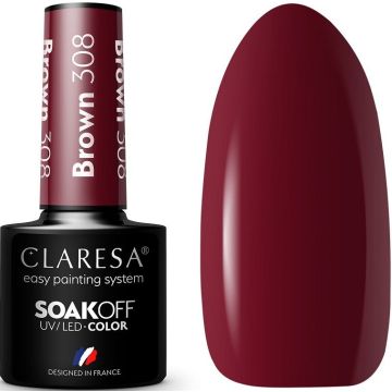 CLARESA COLOR SOAK OFF BROWN 308 UV/LED GELLAK 5 GRAM