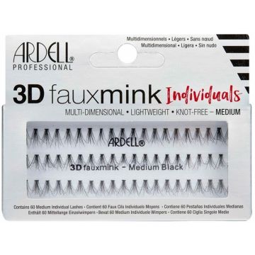 ARDELL 3D FAUXMINK (ARDELL) 3D FAUXMINK INDIVIDUALS MEDIUM BLACK LASHES NEPWIMPERS DOOSJE 60 STUKS