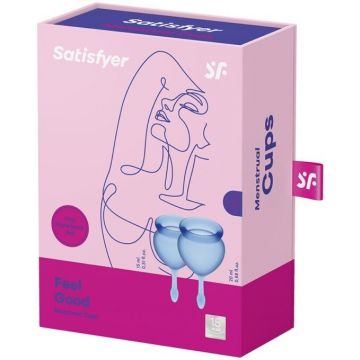 SATISFYER FEEL GOOD MENSTRUATIE CUPS BLAUW DOOSJE 2 STUKS