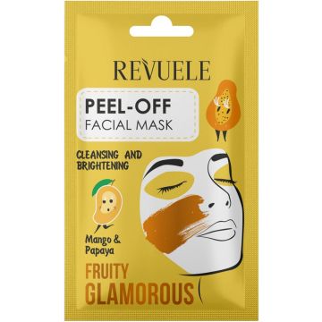 REVUELE FRUITY GLAMOROUS (REVUELE) FRUITY GLAMOROUS MANGO & PAPAYA PEEL-OFF FACIAL MASK GEZICHTSMASKER ZAKJE 15 ML