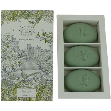 WOODS OF WINDSOR LILY OF THE VALLEY (WOODS OF WINDSOR) LILY OF THE VALLEY SOAP ZEEPBLOK DOOSJE 3 X 60 GRAM