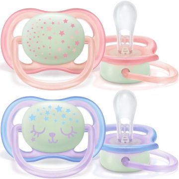 PHILIPS AVENT ULTRA AIR NIGHT (PHILIPS) ULTRA AIR NIGHT 0-6 MAANDEN ROZE + PAARS FOPSPEEN 2 STUKS