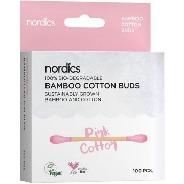 NORDICS BAMBOO PINK COTTON BUDS WATTENSTAAFJES 100 STUKS