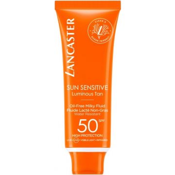 LANCASTER SUN SENSITIVE (LANCASTER) SUN SENSITIVE LUMINOUS TAN SPF 50 OIL-FREE MILKY FLUID ZONNEBRAND TUBE 50 ML
