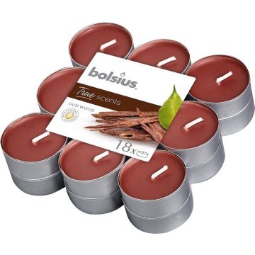 BOLSIUS TRUE SCENTS GEURTHEELICHT OUD WOOD 18 STUKS