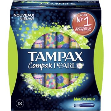 TAMPAX COMPAK PEARL SUPER TAMPONS 18 STUKS