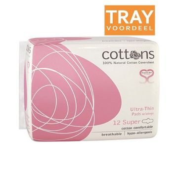 COTTONS SUPER ULTRA THIN PADS WITH WINGS MAANDVERBAND TRAY 48 X 12 STUKS