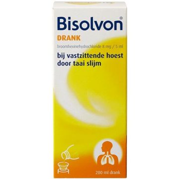 BISOLVON DRANK BIJ VASTZITTENDE HOEST HOESTDRANK FLES 200 ML